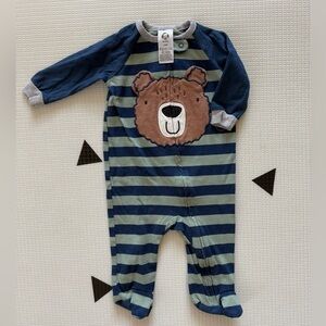 Gerber|baby gender neutral stripe footsie pajamas with bear•••0-3 months,CUTE